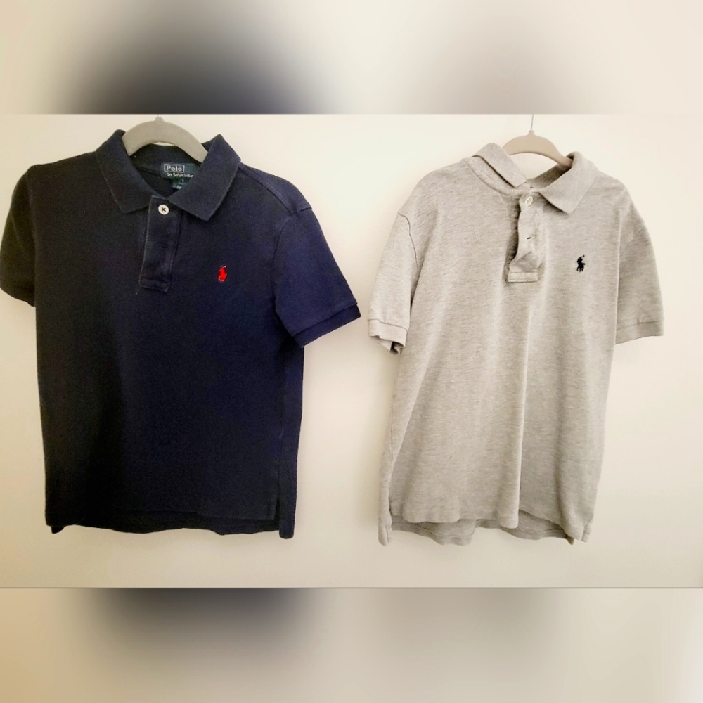 2 Bundle Ralph Lauren Boys Cotton Mesh Short-Sleeve Polo Shirt Size 7